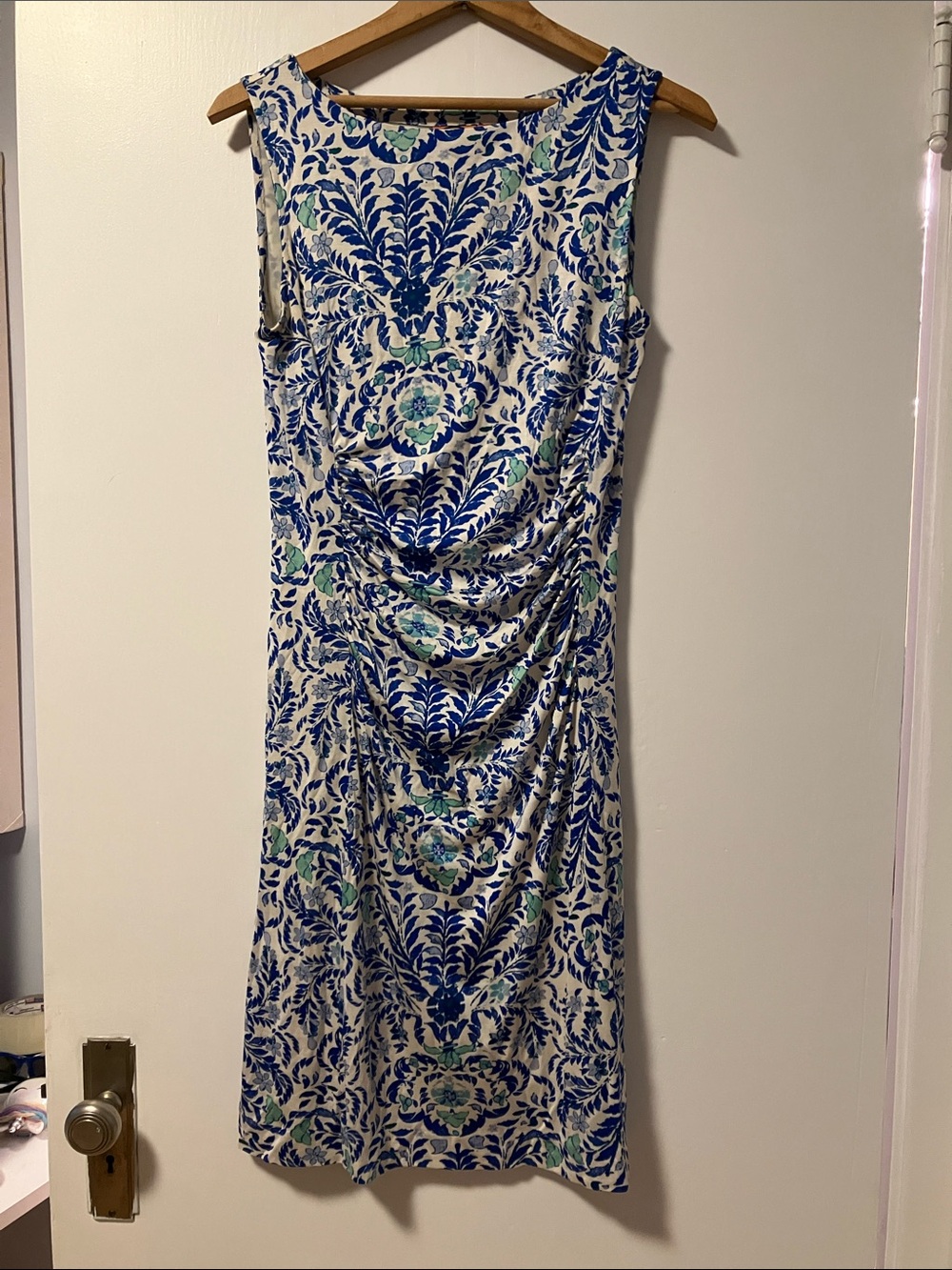 Tory Burch Blue, White & Mint Floral Midi Dress 💯 Silk
